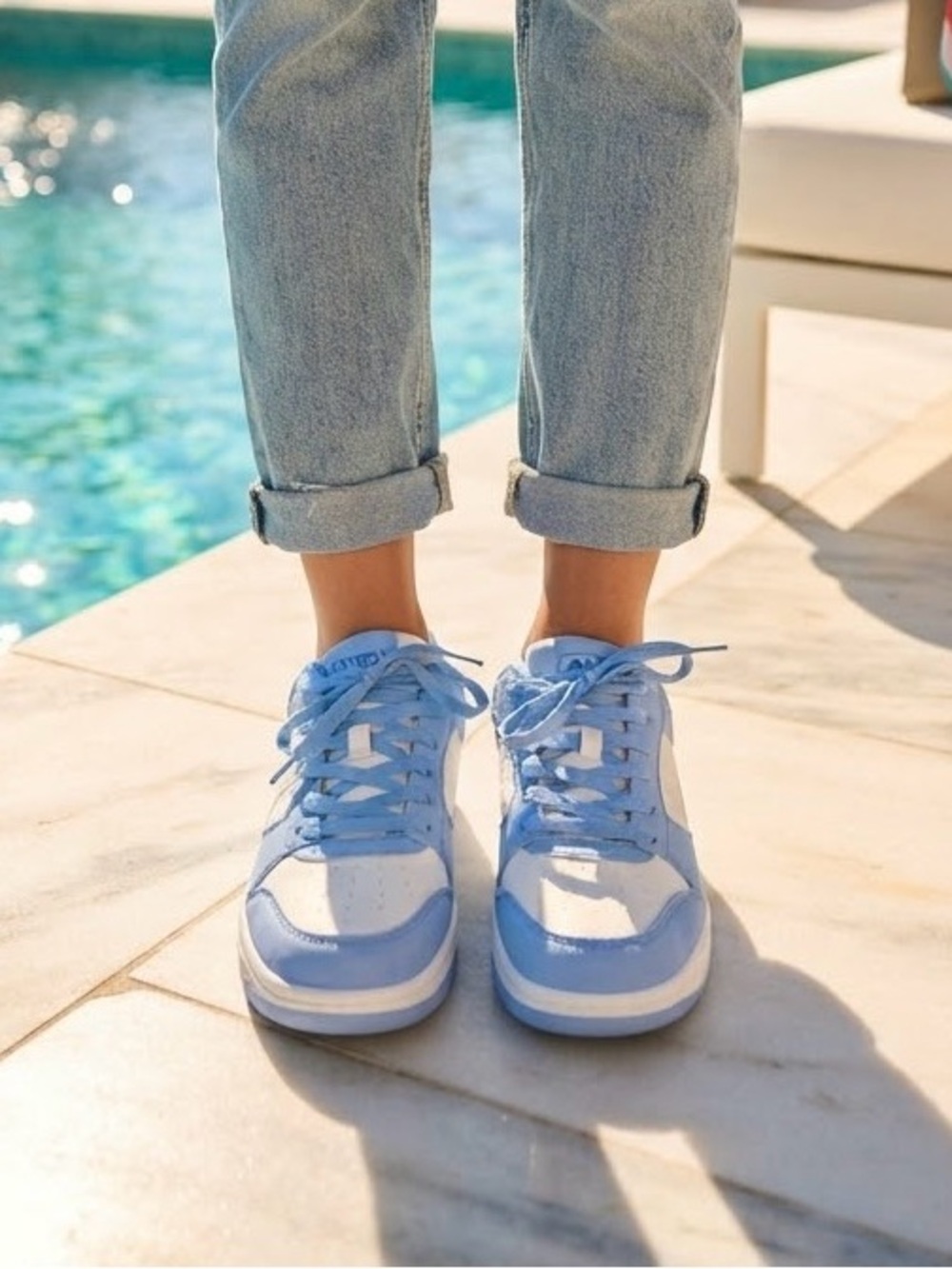 SIZE 7 AND1® Sneakers Women's Blue White Low Top Athletic Shoes Skater Court